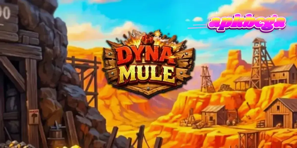 Tampilan visual slot Dyna Mule dengan tema tambang yang penuh dengan simbol dinamit dan mekanik unik.